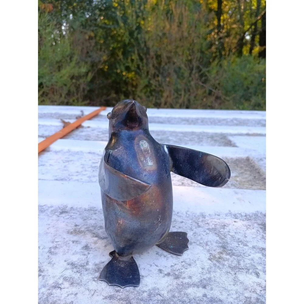 Restoration Hardware Silver Penguin Candle Holder/Decoration